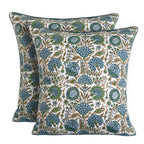 Ridhi Block Print Asparagus Green Pillow Cover 20" x 20" (Pack of 2) Decorative Couch Pillows for Living Room, Farmhouse Chic Boho Cute Outdoor Pillows Covers Gifts for Spring, Mother's Day