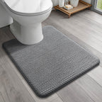 YIHOUSE Bathroom Rugs Set 5 Piece, Extra Soft Absorbent Chenille Bath Mats & U-Shaped Contour Toilet Rug, Non Slip Machine Washable Bath Mat for Shower Tub Sink, Beige
