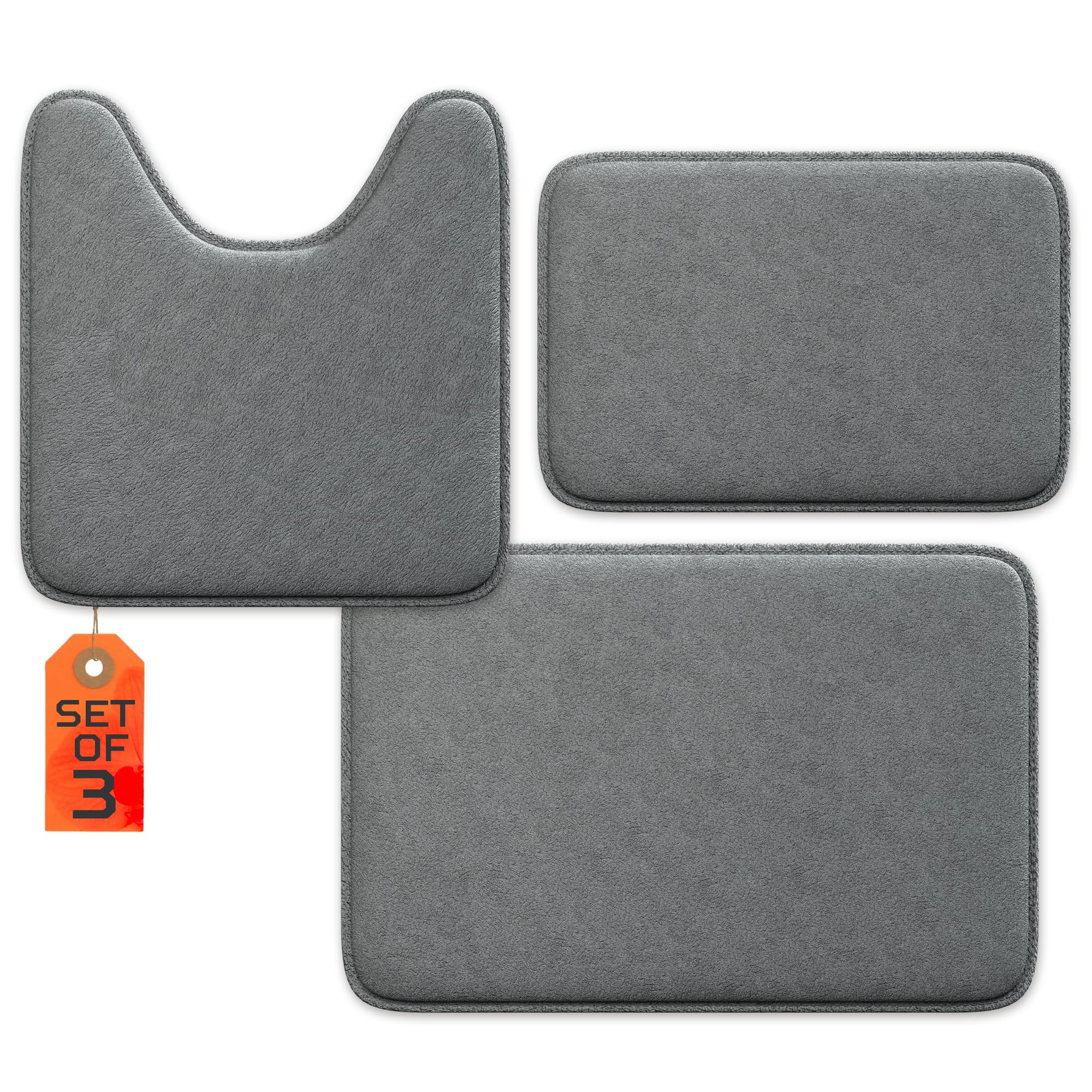 5-Piece Bathroom Rug Set - Memory Foam Bath Mats, Non-Slip, Ultra-Soft, Water Absorbent, Machine Washable Bathroom Rugs - Beige