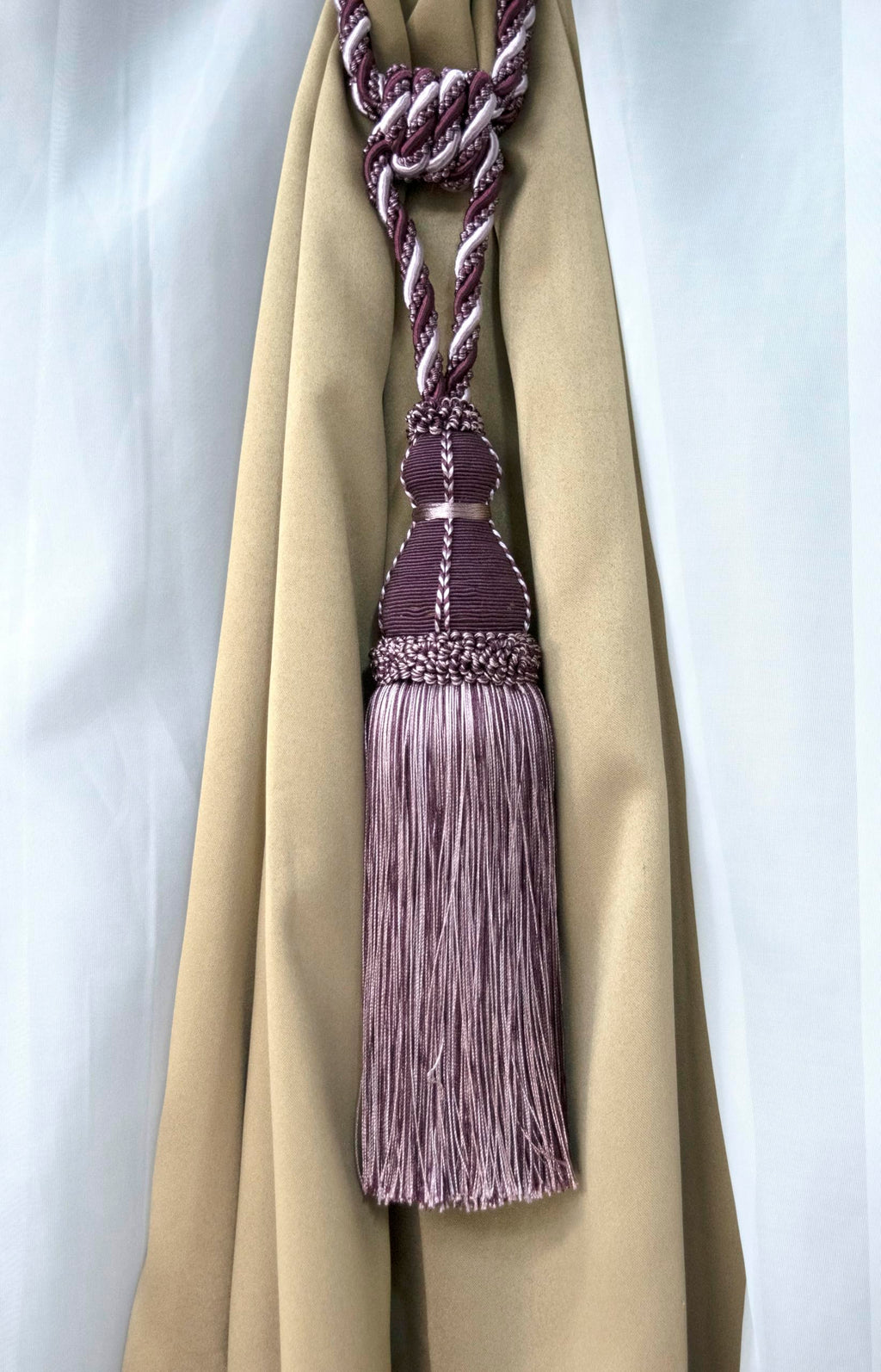DÉCOPRO Elegant Large Tassel Tieback for Curtains & Draperies, Tassel Length 12" (30.5cm), Spread 30" (76cm) # TBH15, Olive Garden Green (Color# 010) Set of 4