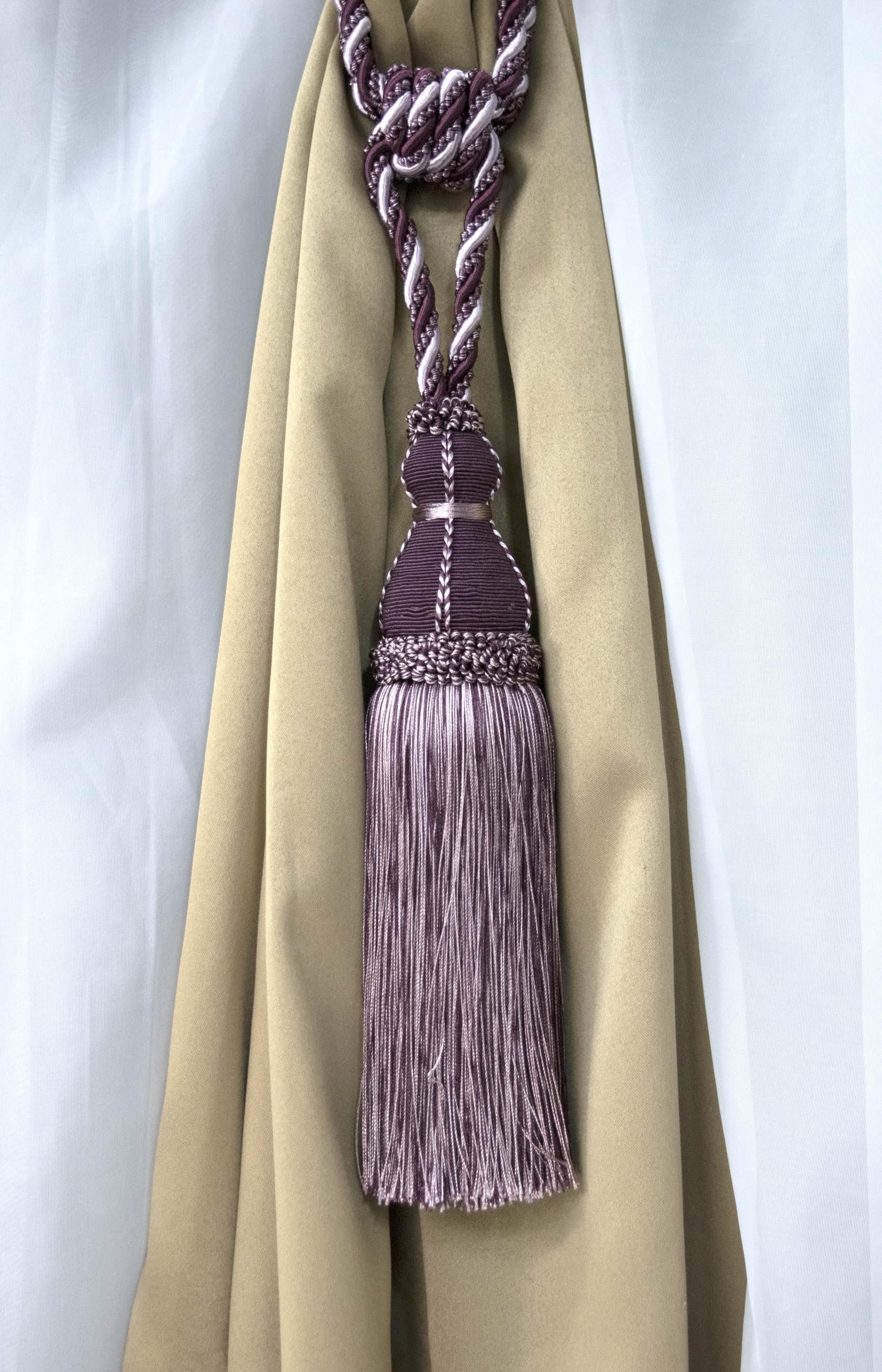 DÉCOPRO Elegant Large Tassel Tieback for Curtains & Draperies, Tassel Length 12" (30.5cm), Spread 30" (76cm) # TBH15, Olive Garden Green (Color# 010) Set of 4