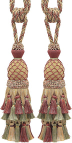 DÉCOPRO Lavish Large Curtain & Drapery, Hand Crafted Tassel Tieback, Tassel Length 11" (27.5cm), 34" (86cm) # TBIL1, Nautical Gold #1152 (Light Gold, Yellow Gold, Navy Blue) Set of 4