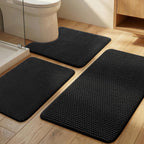YIHOUSE Bathroom Rugs Set 5 Piece, Extra Soft Absorbent Chenille Bath Mats & U-Shaped Contour Toilet Rug, Non Slip Machine Washable Bath Mat for Shower Tub Sink, Beige