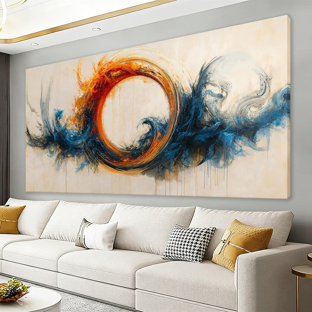 I@U Abstract Wall Art Prints Modern Wall Decor Canvas Print Circle Vortex Red Blue Wall Art For Bedroom Office Bathroom Ready To Hang Canvas Picture Abstract Home Wall Decor 20x40 Inch