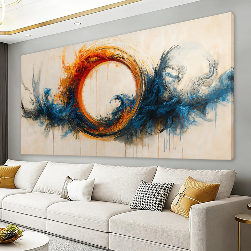 I@U Abstract Wall Art Prints Modern Wall Decor Canvas Print Circle Vortex Red Blue Wall Art For Bedroom Office Bathroom Ready To Hang Canvas Picture Abstract Home Wall Decor 20x40 Inch