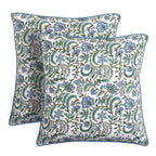 Ridhi Block Print Asparagus Green Pillow Cover 20" x 20" (Pack of 2) Decorative Couch Pillows for Living Room, Farmhouse Chic Boho Cute Outdoor Pillows Covers Gifts for Spring, Mother's Day