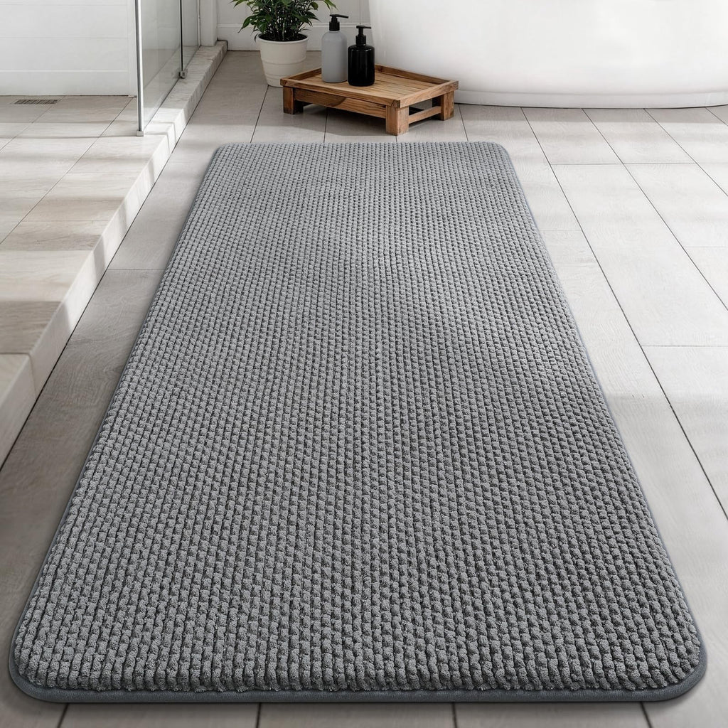 YIHOUSE Bathroom Rugs Set 5 Piece, Extra Soft Absorbent Chenille Bath Mats & U-Shaped Contour Toilet Rug, Non Slip Machine Washable Bath Mat for Shower Tub Sink, Beige