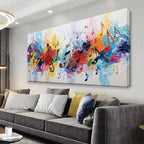 Suconvng Colorful Canvas Art Wall Decor Painting Picture Modern Boho Abstract Wall Art Prints Landscape Picture For Bedroom Bathroom Office Black Home Aesthetic Wall Decor 20" × 40" Ready To Hang
