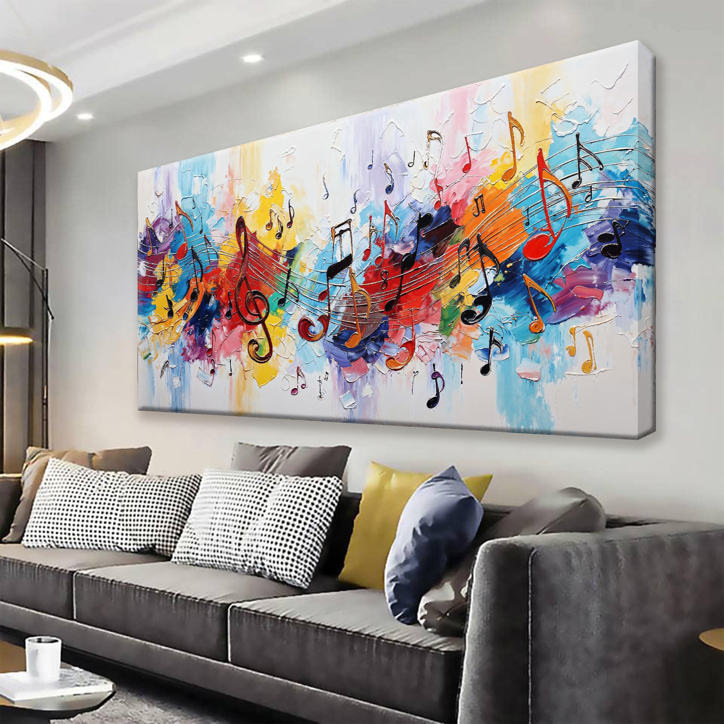 Suconvng Colorful Canvas Art Wall Decor Painting Picture Modern Boho Abstract Wall Art Prints Landscape Picture For Bedroom Bathroom Office Black Home Aesthetic Wall Decor 20" × 40" Ready To Hang