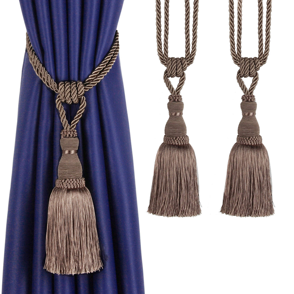 BEL AVENIR 2 Pack Curtain Tiebacks Tassel Drapery Tie-Backs Rope Handmade Holdbacks Home Office Hotel Decorative (Gold, 4 Pack)