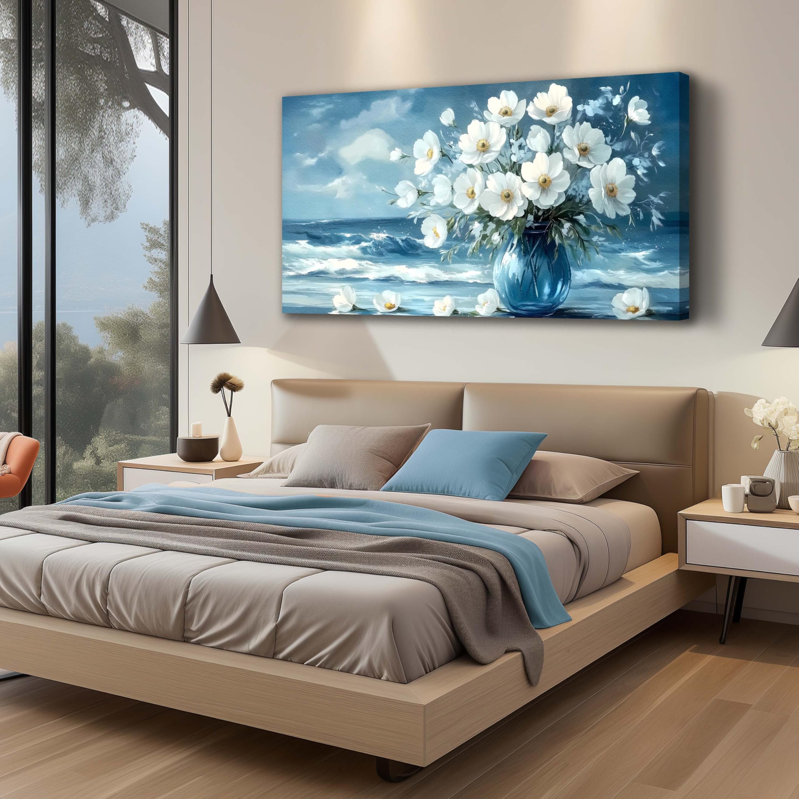 CANEITO Abstract Wall Art for Living Room, Circle Canvas Wall-Decor for Bedroom, Geometric Print Artwork, Size 40 x 20 Inches