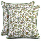 CPC 100% Cotton Throw Pillow Covers 20x20 Inch, Set of 2 Green Block Print Pattern Couch Pillow, Cute Boho Decorative Pillows for Living Room, Bedroom with Hidden Zipper- Royal Blue