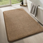 YIHOUSE Bathroom Rugs Set 5 Piece, Extra Soft Absorbent Chenille Bath Mats & U-Shaped Contour Toilet Rug, Non Slip Machine Washable Bath Mat for Shower Tub Sink, Beige