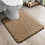 YIHOUSE Bathroom Rugs Set 5 Piece, Extra Soft Absorbent Chenille Bath Mats & U-Shaped Contour Toilet Rug, Non Slip Machine Washable Bath Mat for Shower Tub Sink, Beige