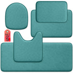 5-Piece Bathroom Rug Set - Memory Foam Bath Mats, Non-Slip, Ultra-Soft, Water Absorbent, Machine Washable Bathroom Rugs - Beige