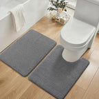 YIHOUSE Bathroom Rugs Set 5 Piece, Extra Soft Absorbent Chenille Bath Mats & U-Shaped Contour Toilet Rug, Non Slip Machine Washable Bath Mat for Shower Tub Sink, Beige