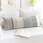 BlissBlush Coastal Blue Boho Decorative Throw Pillow Cover 22x22 Modern Bohemian Accent Pillow Case Square Woven Textured Farmhouse Pillows for Couch Bed (Pack of 1)