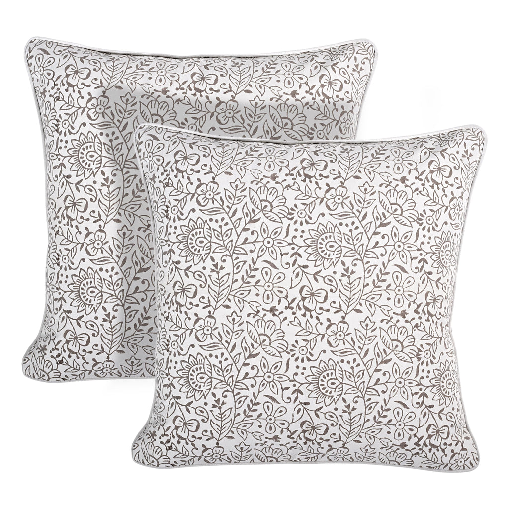 Ridhi Block Print Asparagus Green Pillow Cover 20" x 20" (Pack of 2) Decorative Couch Pillows for Living Room, Farmhouse Chic Boho Cute Outdoor Pillows Covers Gifts for Spring, Mother's Day