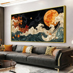 Suconvng Colorful Canvas Art Wall Decor Painting Picture Modern Boho Abstract Wall Art Prints Landscape Picture For Bedroom Bathroom Office Black Home Aesthetic Wall Decor 20" × 40" Ready To Hang