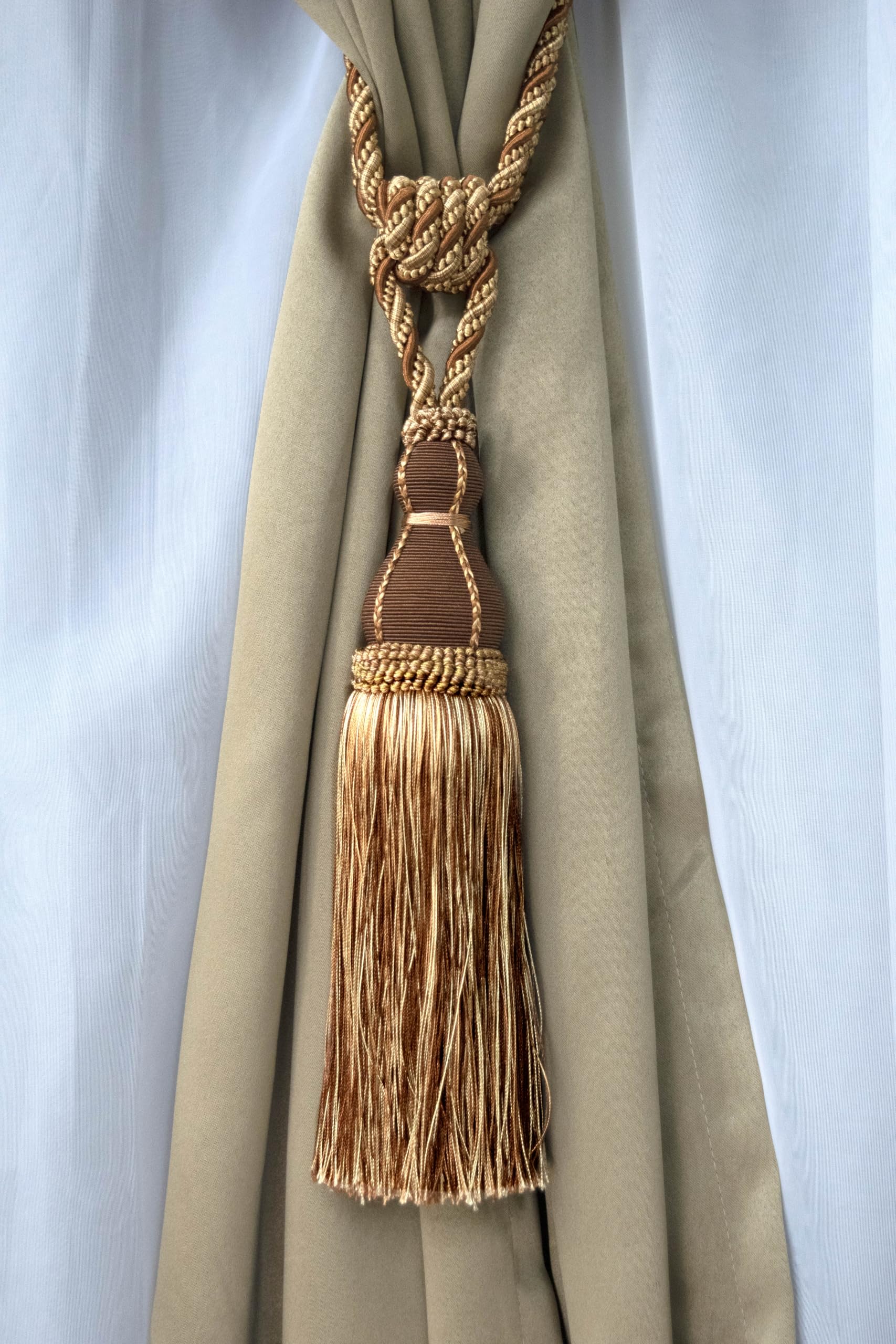 DÉCOPRO Elegant Large Tassel Tieback for Curtains & Draperies, Tassel Length 12" (30.5cm), Spread 30" (76cm) # TBH15, Olive Garden Green (Color# 010) Set of 4