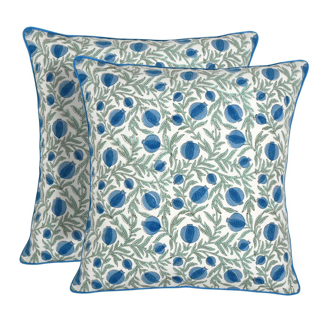 Ridhi Block Print Asparagus Green Pillow Cover 20" x 20" (Pack of 2) Decorative Couch Pillows for Living Room, Farmhouse Chic Boho Cute Outdoor Pillows Covers Gifts for Spring, Mother's Day