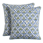 Ridhi Block Print Asparagus Green Pillow Cover 20" x 20" (Pack of 2) Decorative Couch Pillows for Living Room, Farmhouse Chic Boho Cute Outdoor Pillows Covers Gifts for Spring, Mother's Day
