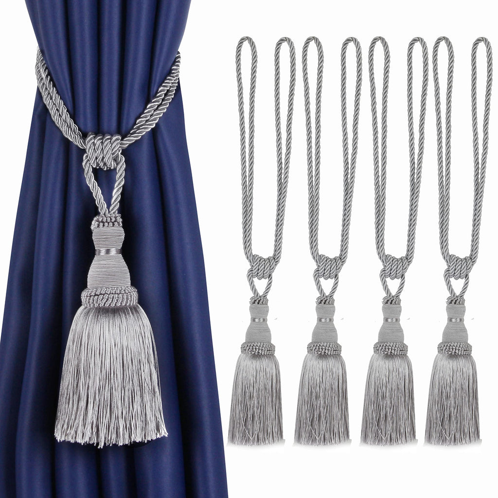 BEL AVENIR 2 Pack Curtain Tiebacks Tassel Drapery Tie-Backs Rope Handmade Holdbacks Home Office Hotel Decorative (Gold, 4 Pack)