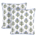 Ridhi Block Print Asparagus Green Pillow Cover 20" x 20" (Pack of 2) Decorative Couch Pillows for Living Room, Farmhouse Chic Boho Cute Outdoor Pillows Covers Gifts for Spring, Mother's Day