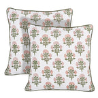 Ridhi Block Print Asparagus Green Pillow Cover 20" x 20" (Pack of 2) Decorative Couch Pillows for Living Room, Farmhouse Chic Boho Cute Outdoor Pillows Covers Gifts for Spring, Mother's Day