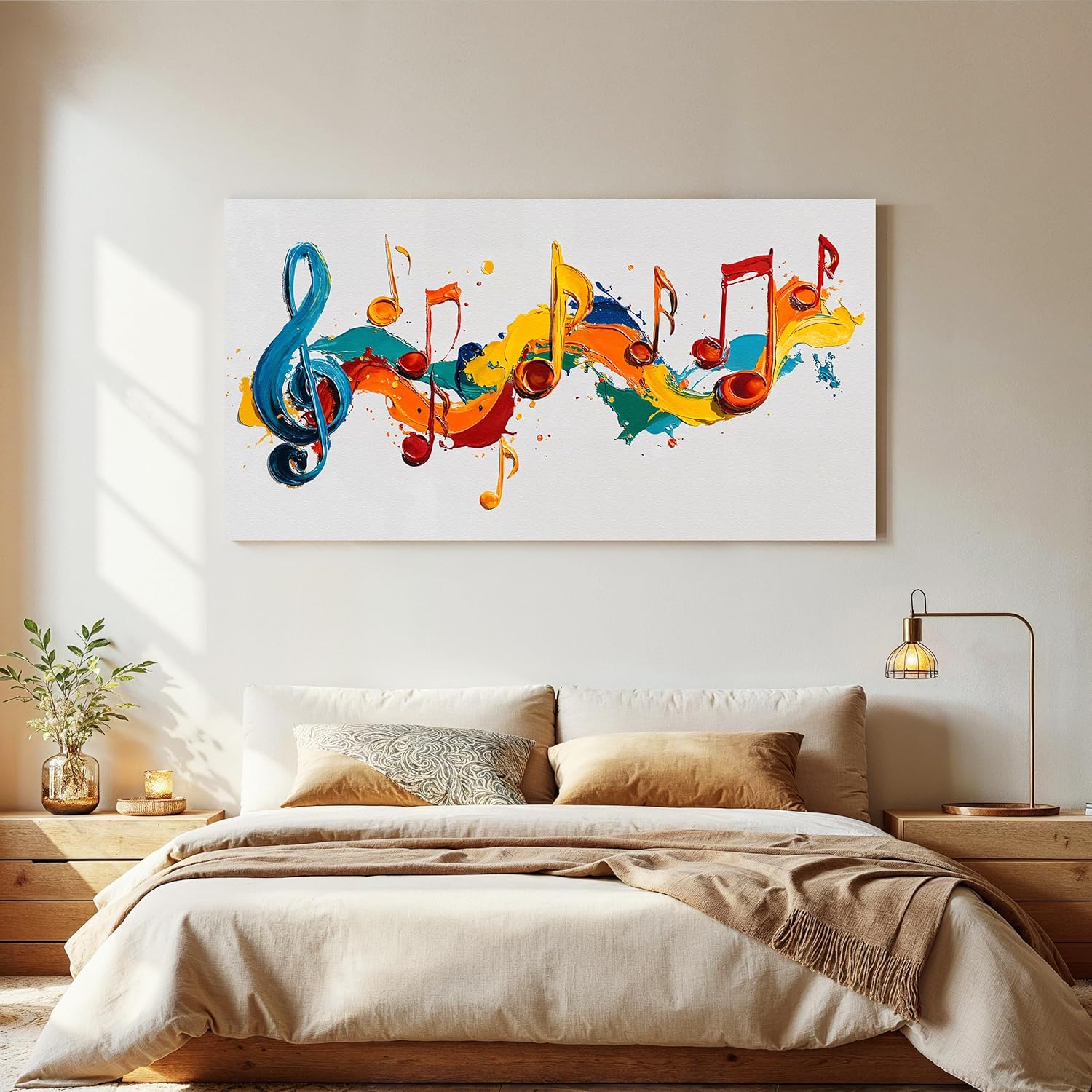 I@U Abstract Wall Art Prints Artwork For Walls Colorful Music Notes Canvas Prints Modern Wall Art For Bathroom Dining Room Bedroom Apartment Office Decorations 20x40 Inch