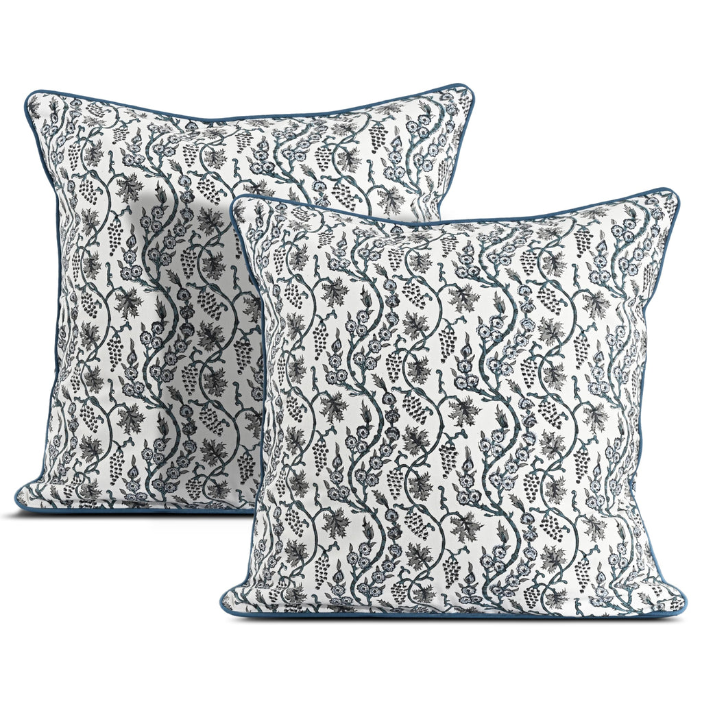 Ridhi Block Print Asparagus Green Pillow Cover 20" x 20" (Pack of 2) Decorative Couch Pillows for Living Room, Farmhouse Chic Boho Cute Outdoor Pillows Covers Gifts for Spring, Mother's Day