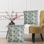 Ridhi Block Print Asparagus Green Pillow Cover 20" x 20" (Pack of 2) Decorative Couch Pillows for Living Room, Farmhouse Chic Boho Cute Outdoor Pillows Covers Gifts for Spring, Mother's Day