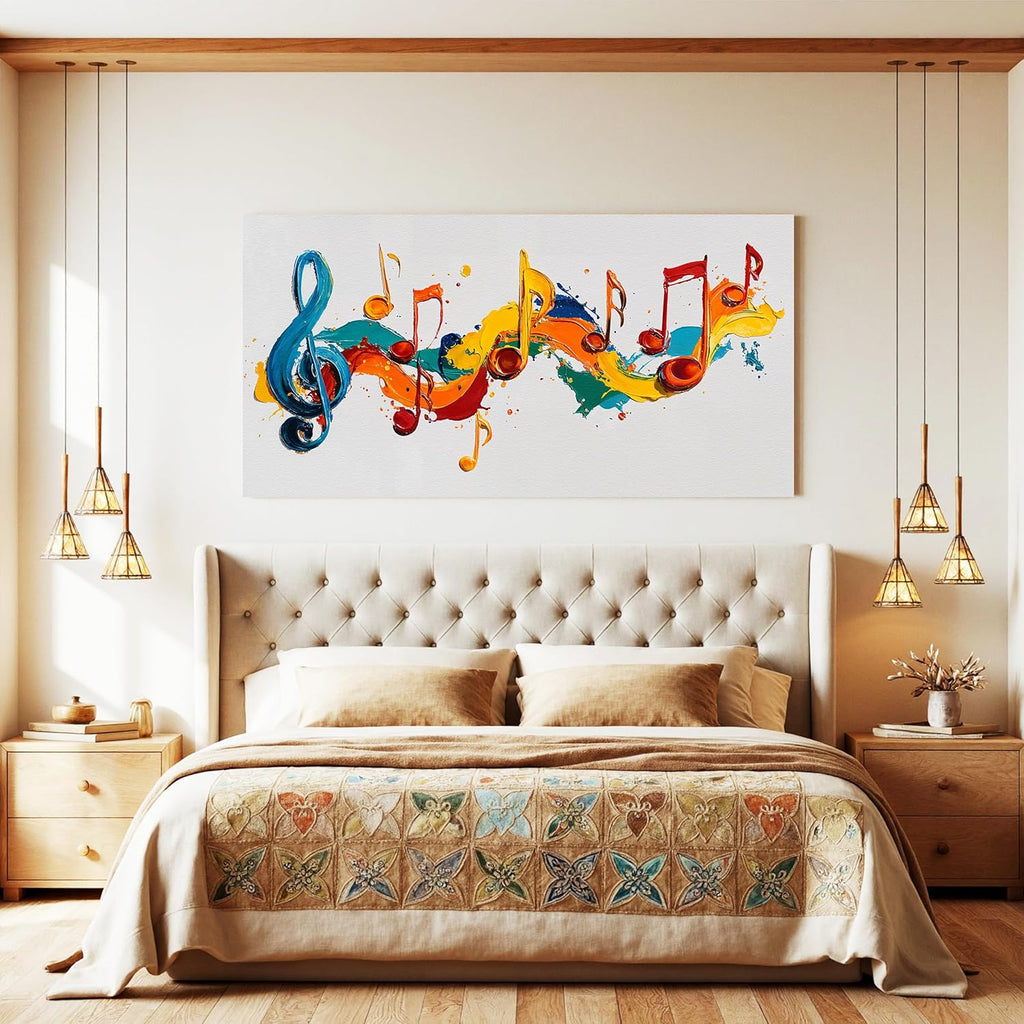 I@U Abstract Wall Art Prints Artwork For Walls Colorful Music Notes Canvas Prints Modern Wall Art For Bathroom Dining Room Bedroom Apartment Office Decorations 20x40 Inch