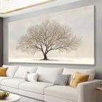 29"X58" Tree of Life Canvas Print, Green Gold Artwork for Home Wall Decoration
