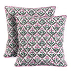 Ridhi Block Print Asparagus Green Pillow Cover 20" x 20" (Pack of 2) Decorative Couch Pillows for Living Room, Farmhouse Chic Boho Cute Outdoor Pillows Covers Gifts for Spring, Mother's Day