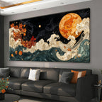 Suconvng Colorful Canvas Art Wall Decor Painting Picture Modern Boho Abstract Wall Art Prints Landscape Picture For Bedroom Bathroom Office Black Home Aesthetic Wall Decor 20" × 40" Ready To Hang