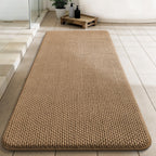 YIHOUSE Bathroom Rugs Set 5 Piece, Extra Soft Absorbent Chenille Bath Mats & U-Shaped Contour Toilet Rug, Non Slip Machine Washable Bath Mat for Shower Tub Sink, Beige