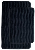 Lavish Home Bathroom Rug Set- 2-Piece Memory Foam Bath Mats-Wavy Microfiber Top-Non-Slip Absorbent Runner for Shower, Tub, Sink, or Kitchen (Green)
