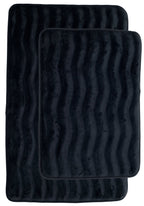 Lavish Home Bathroom Rug Set- 2-Piece Memory Foam Bath Mats-Wavy Microfiber Top-Non-Slip Absorbent Runner for Shower, Tub, Sink, or Kitchen (Green)