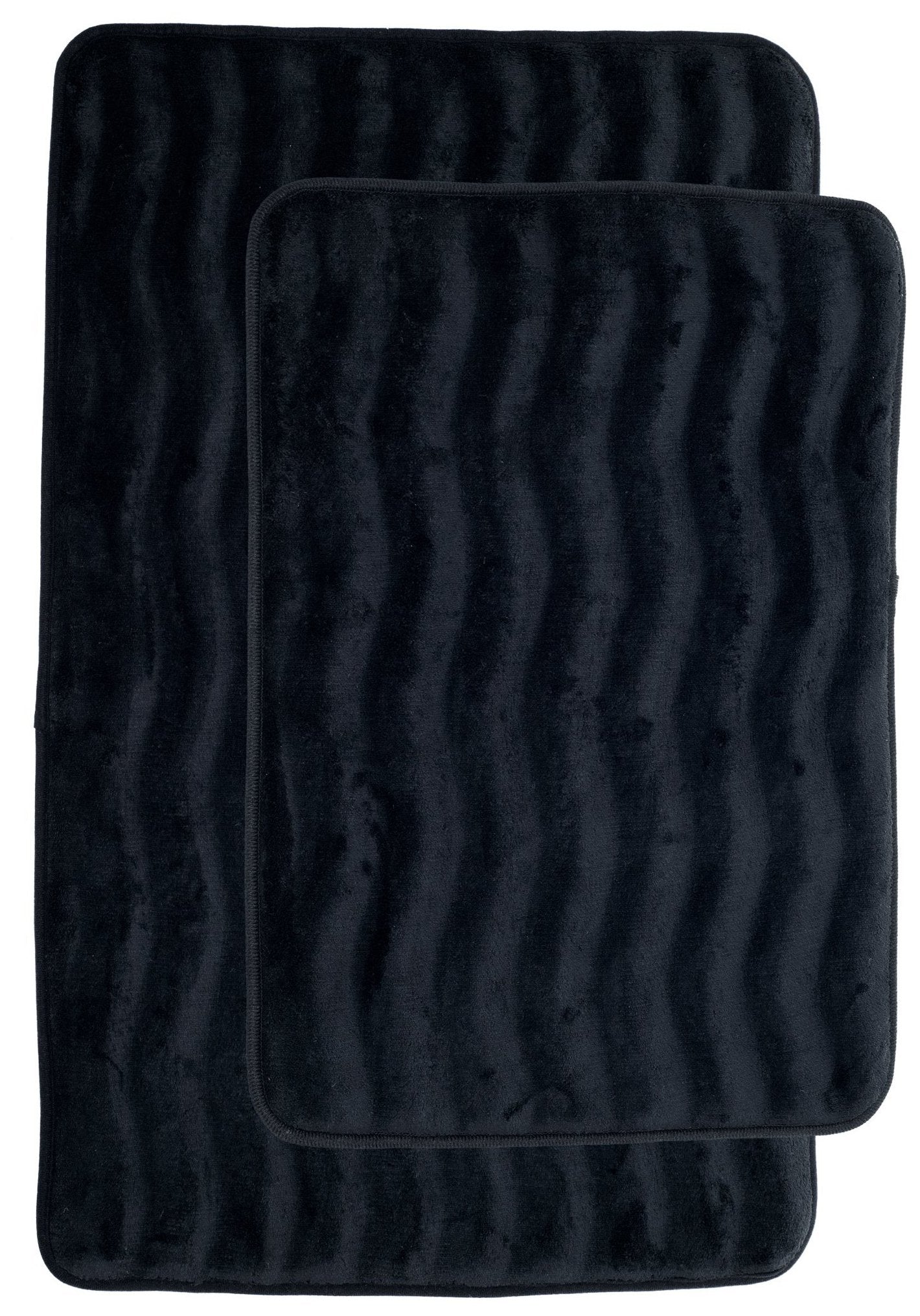 Lavish Home Bathroom Rug Set- 2-Piece Memory Foam Bath Mats-Wavy Microfiber Top-Non-Slip Absorbent Runner for Shower, Tub, Sink, or Kitchen (Green)