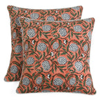 Ridhi Block Print Asparagus Green Pillow Cover 20" x 20" (Pack of 2) Decorative Couch Pillows for Living Room, Farmhouse Chic Boho Cute Outdoor Pillows Covers Gifts for Spring, Mother's Day