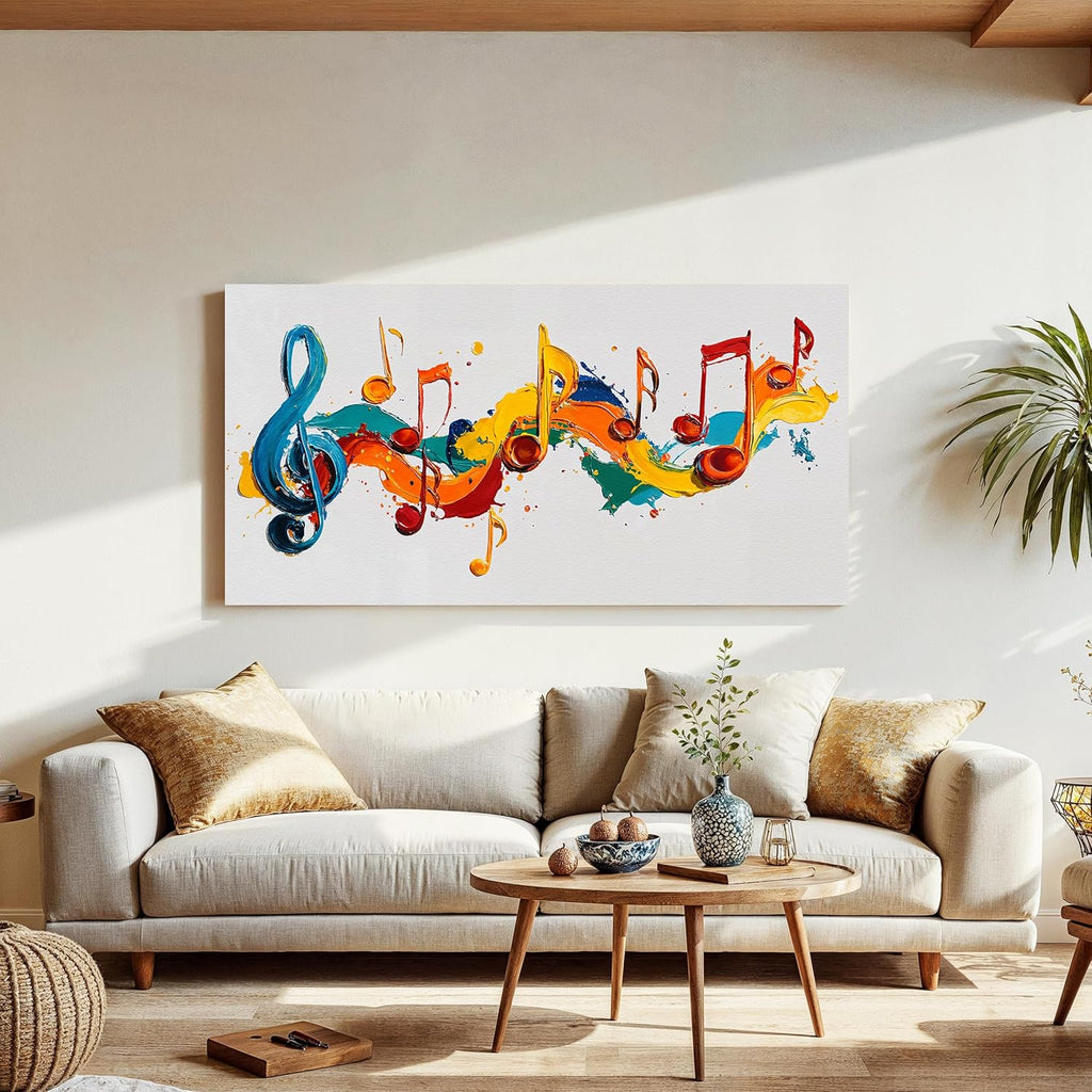 I@U Abstract Wall Art Prints Artwork For Walls Colorful Music Notes Canvas Prints Modern Wall Art For Bathroom Dining Room Bedroom Apartment Office Decorations 20x40 Inch