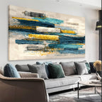 29"X58" Tree of Life Canvas Print, Green Gold Artwork for Home Wall Decoration