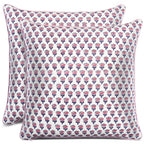 CPC 100% Cotton Throw Pillow Covers 20x20 Inch, Set of 2 Green Block Print Pattern Couch Pillow, Cute Boho Decorative Pillows for Living Room, Bedroom with Hidden Zipper- Royal Blue
